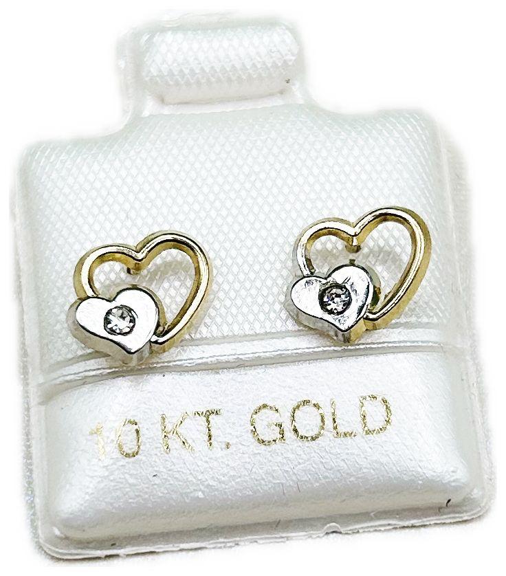 Broquel o Aretitos de Oro 10k Doble Corazón
