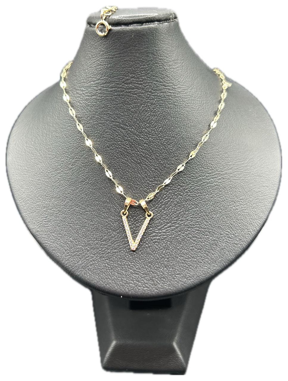 DIJE/PEDIENTE DE LETRA CON ZIRCONIA Y CADENA 10K V"