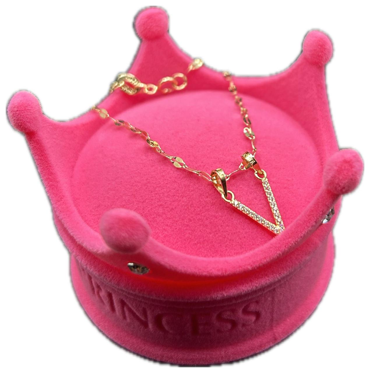 DIJE/PEDIENTE DE LETRA CON ZIRCONIA Y CADENA 10K V"