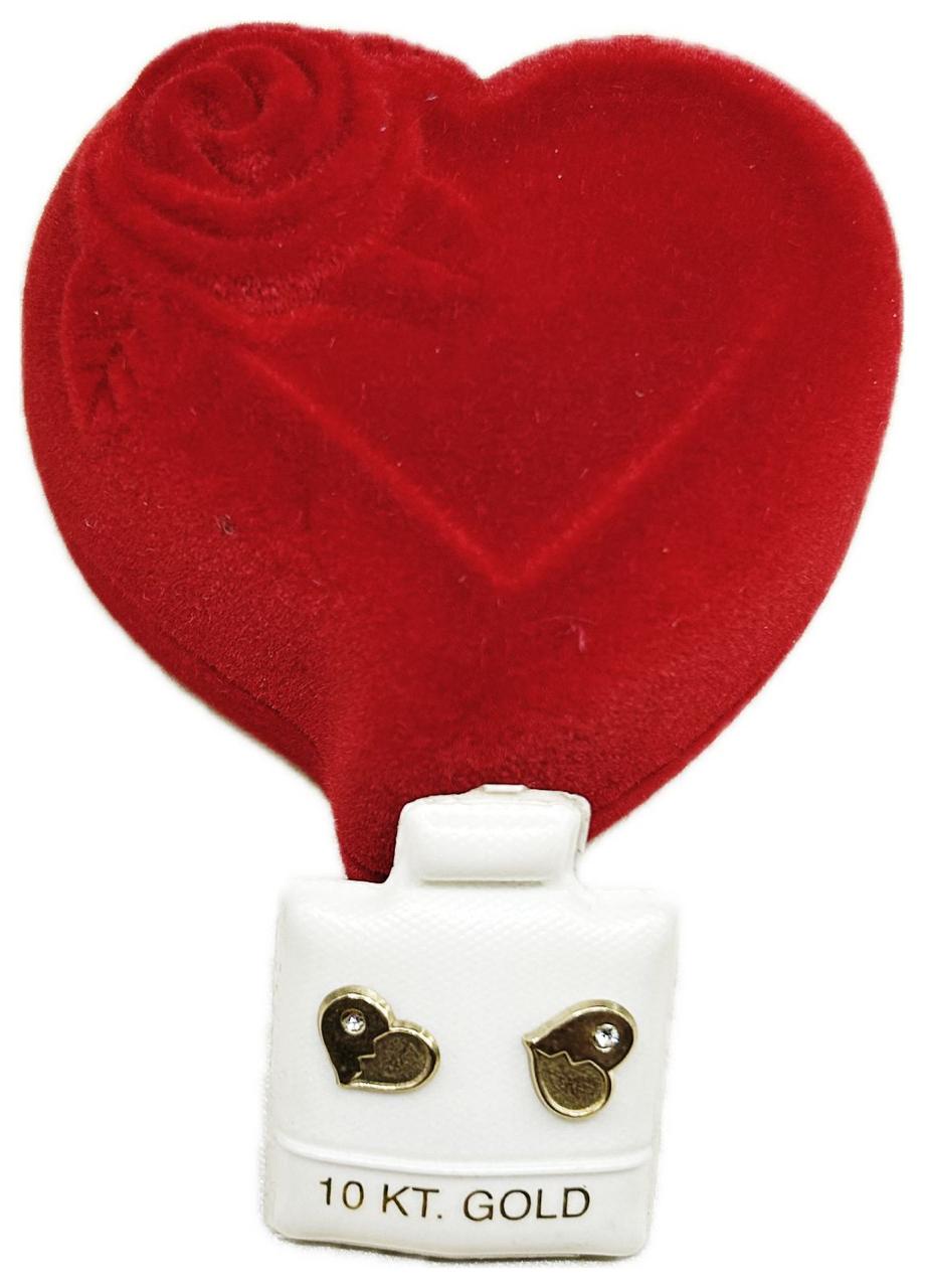 Broquel o Aretitos de Oro 10k Corazón con piedrita