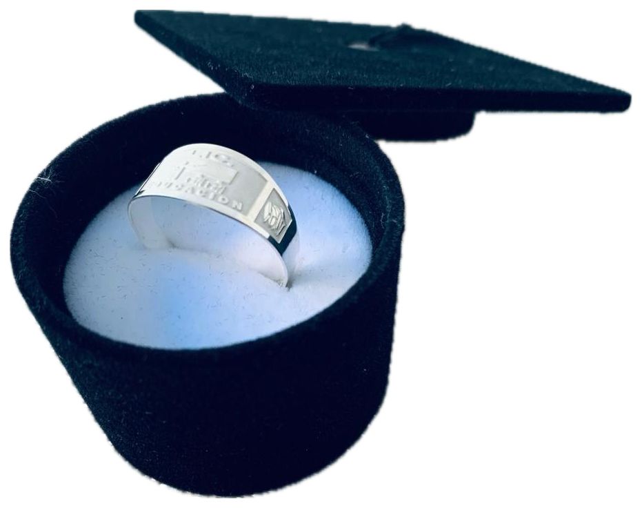 ANILLO DE GRADUACION DE PLATA "Educación"