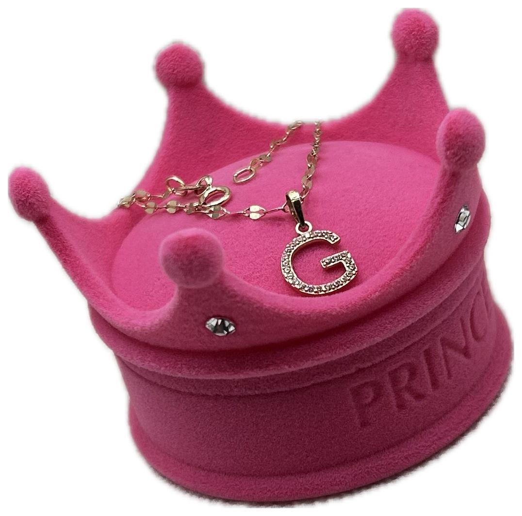 DIJE/PENDIENTE DE LETRA CON ZIRCONIA Y CADENA 10K "G"