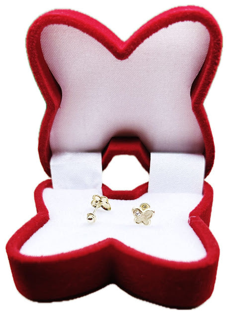 Broquel o Aretitos Oro 10k Figura Mariposa