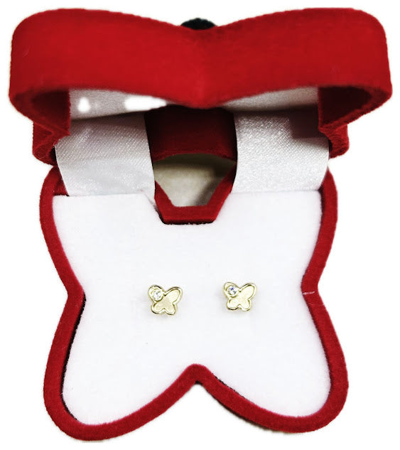 Broquel o Aretitos Oro 10k Figura Mariposa
