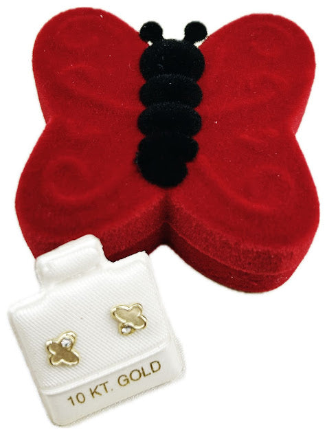 Broquel o Aretitos Oro 10k Figura Mariposa