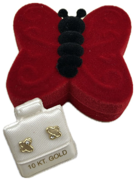 Broquel o Aretitos Oro 10k Figura Mariposa