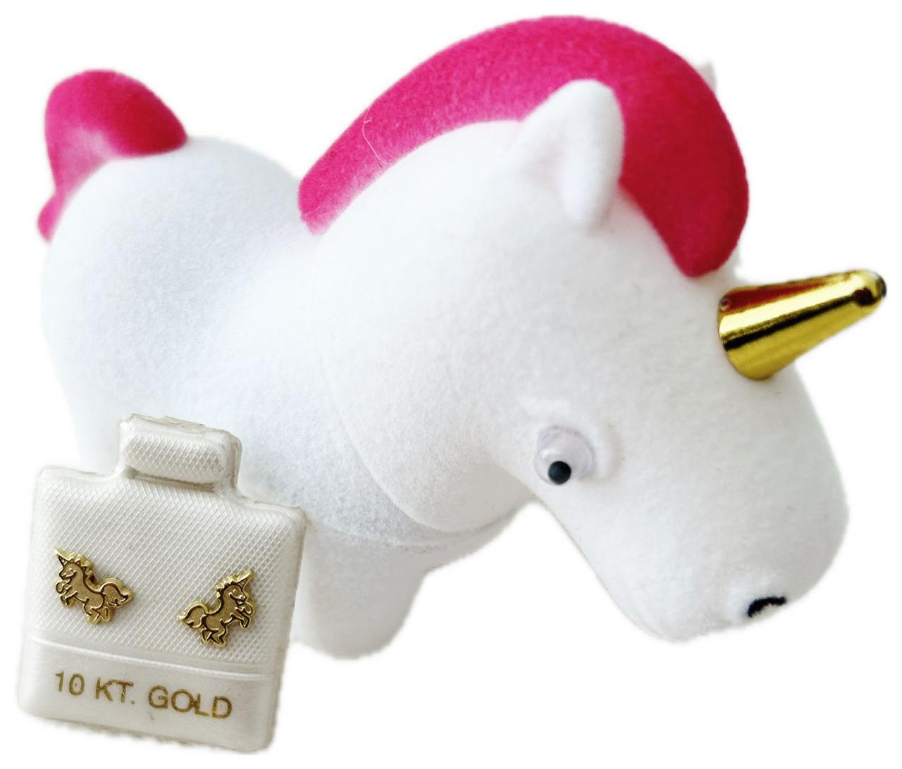 Broquel o Aretitos de Oro 10k Unicornio
