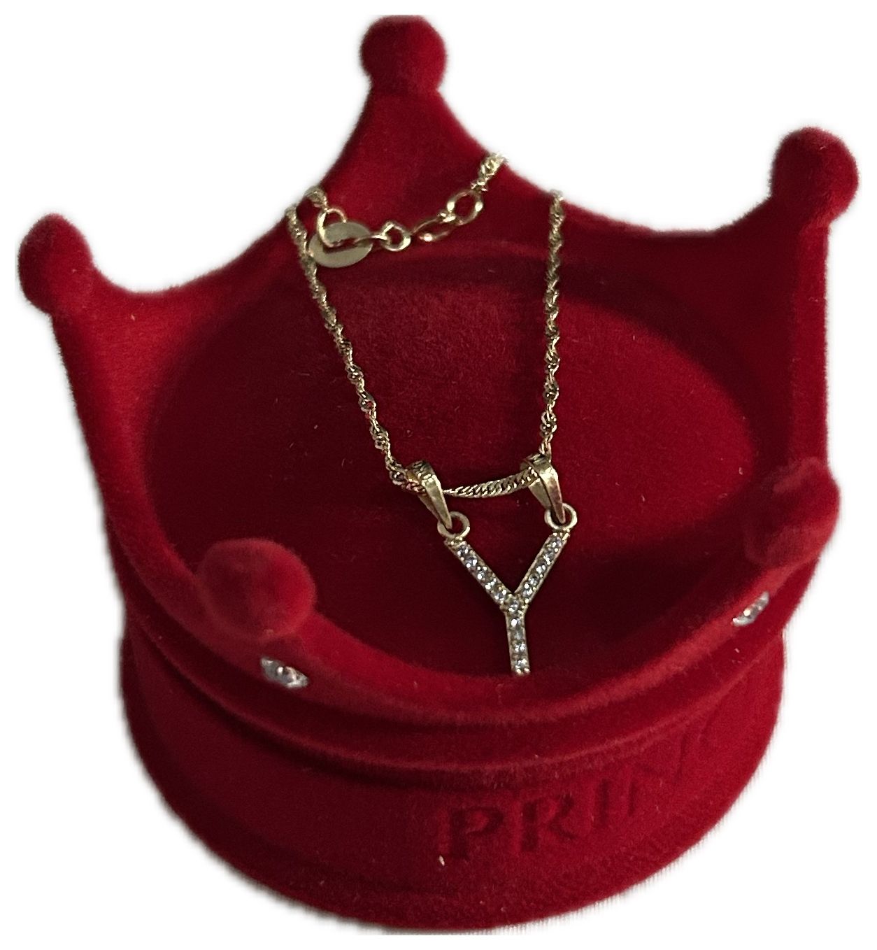 DIJE/PENDIENTE DE LETRA CON ZIRCONIA Y CADENA 10K "Y"