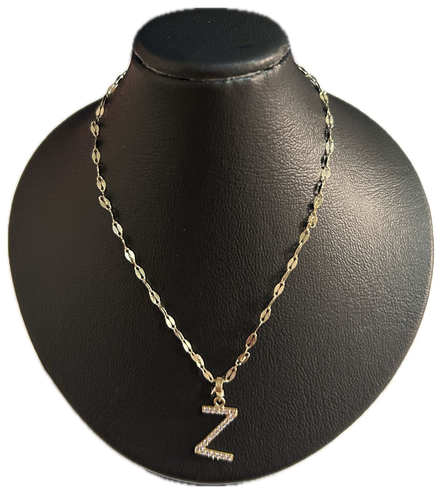 DIJE/PENDIENTE DE LETRA CON ZIRCONIA Y CADENA 10K "Z"