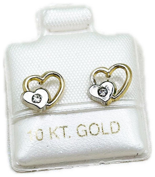Broquel o Aretitos de Oro 10k Doble Corazón