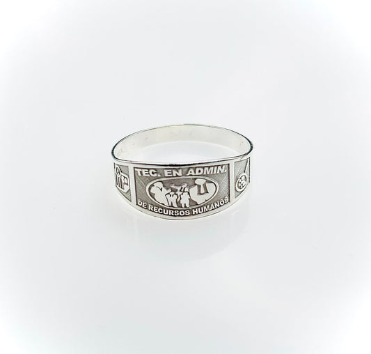 ANILLO DE GRADUACION DE PLATA "RECURSOS HUMANOS"