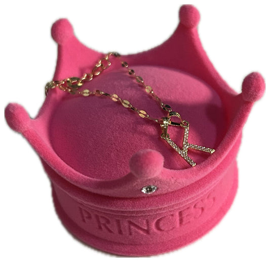 DIJE/PENDIENTE DE LETRA CON ZIRCONIA Y CADENA 10K "K"