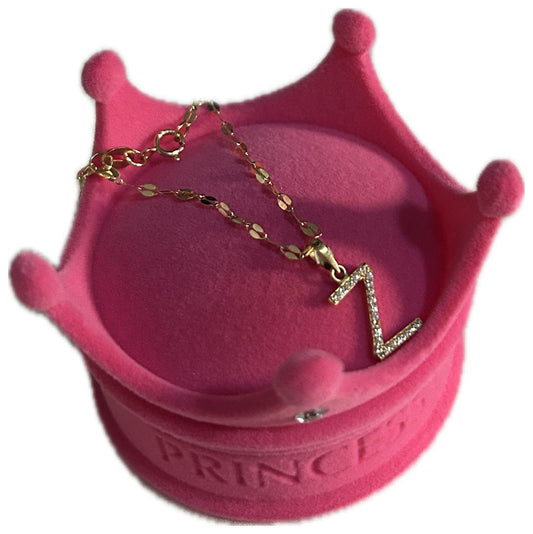 DIJE/PENDIENTE DE LETRA CON ZIRCONIA Y CADENA 10K "Z"